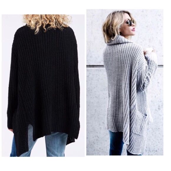 COPY - black Chenille Open Front Cardigan w/pockets - Picture 6 of 12